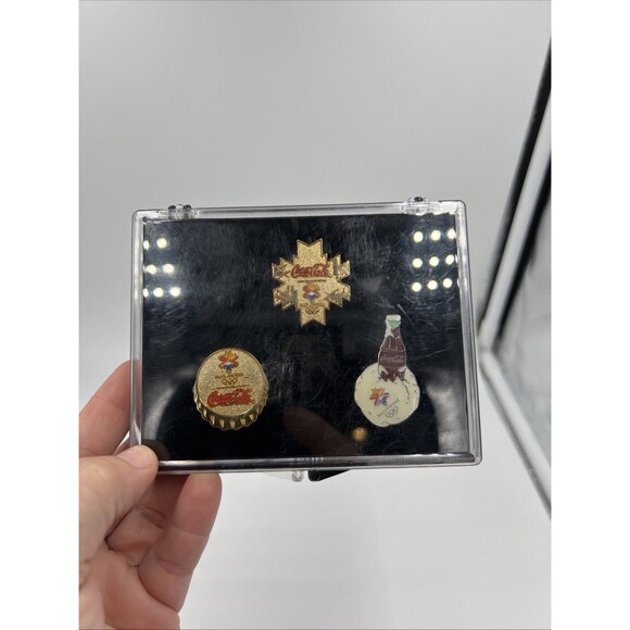 Coca Cola 2002 Salt Lake City Olympics 3 PINs Not Original Box Just Display Case - Picture 1 of 5